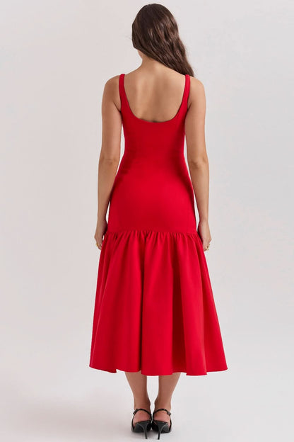 Women's Cocktail Dropped Waist Midi Dress Square Neck - product image 7
