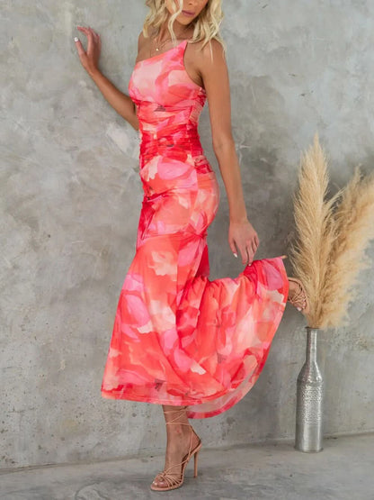 Women's Wedding Guest Floral One Shoulder Maxi Dress - product image 16