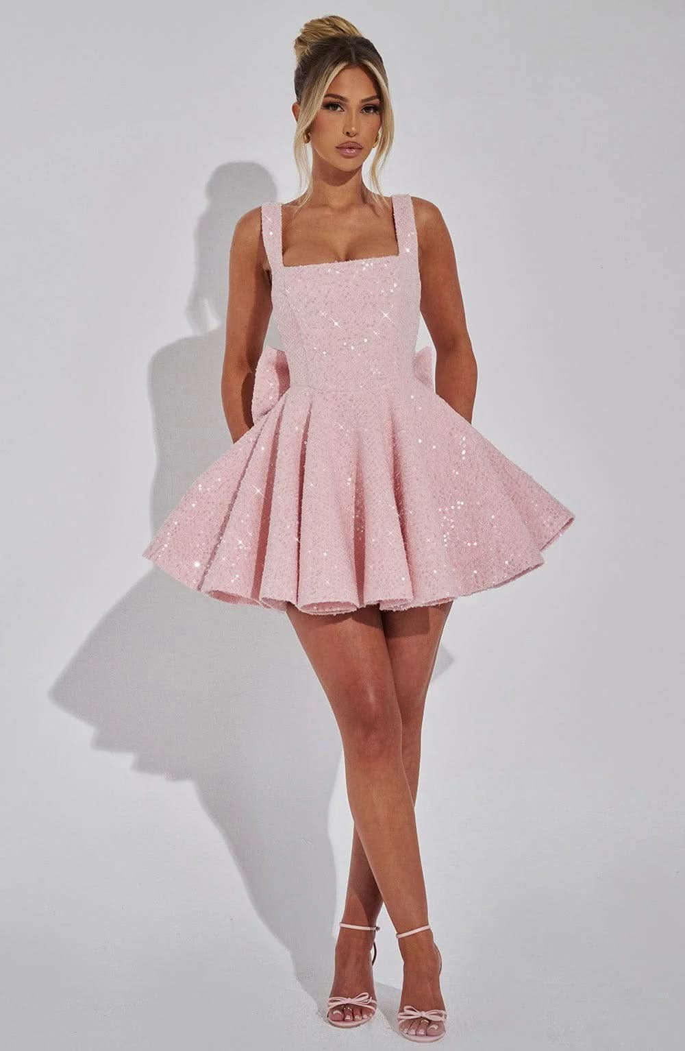 Women's Wedding Guest Sequin Square Neck Mini Dress - product image 8