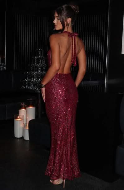 Women's Prom Halter Sequin Maxi Dress - product image 8