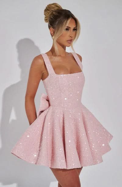 Women's Wedding Guest Sequin Square Neck Mini Dress - product image 9