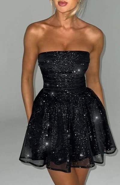 Women's Cocktail Strapless Glitter Mini Dress with Bow - product image 13