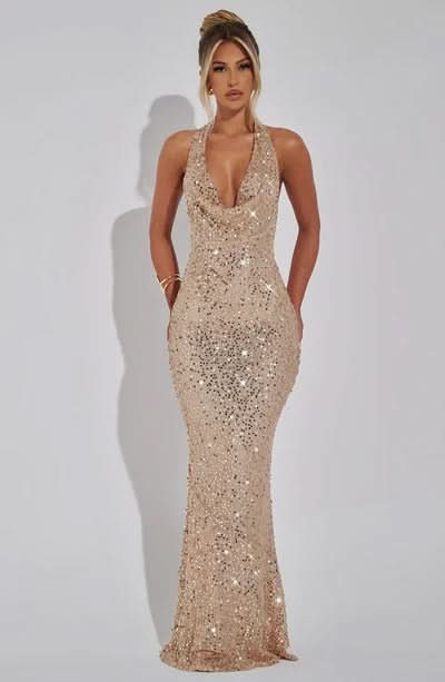 Women's Prom Halter Sequin Maxi Dress - product image 4