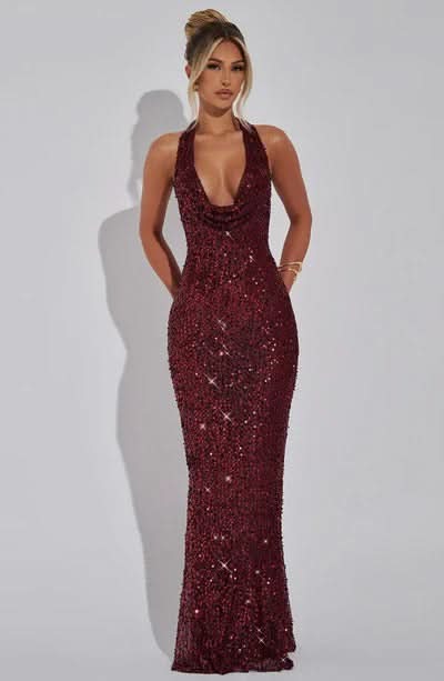 Women's Prom Halter Sequin Maxi Dress - product image 7
