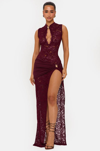 Women's Cocktail Floral Lace Maxi Dress With High Slit - product image 5