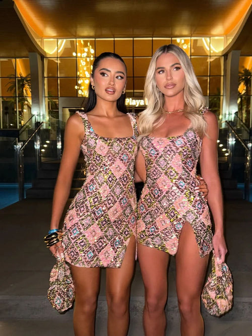 Women's Cocktail Sequin Square Neck Mini Dress - product image 1