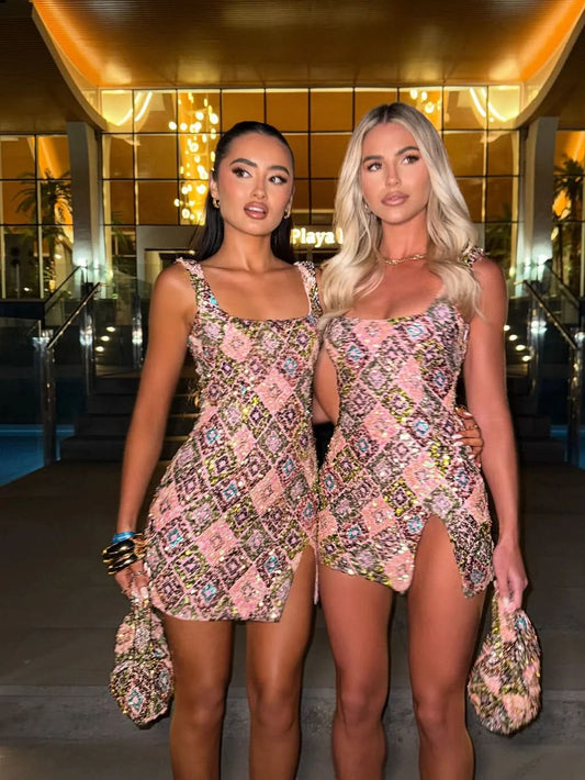 Women's Cocktail Sequin Square Neck Mini Dress - product image 1