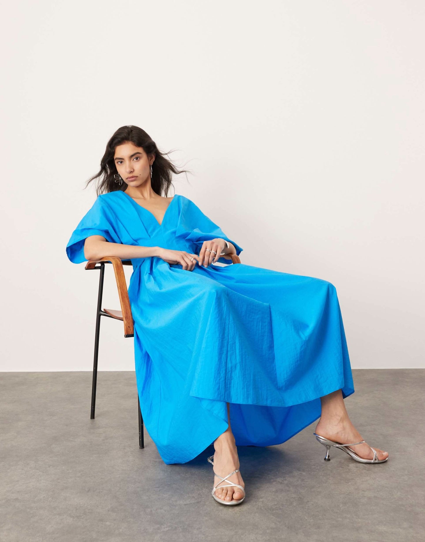 Women's Cocktail V Neck Short Sleeve Midi Dress