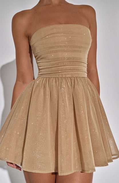 Women's Cocktail Strapless Glitter Mini Dress with Bow - product image 7