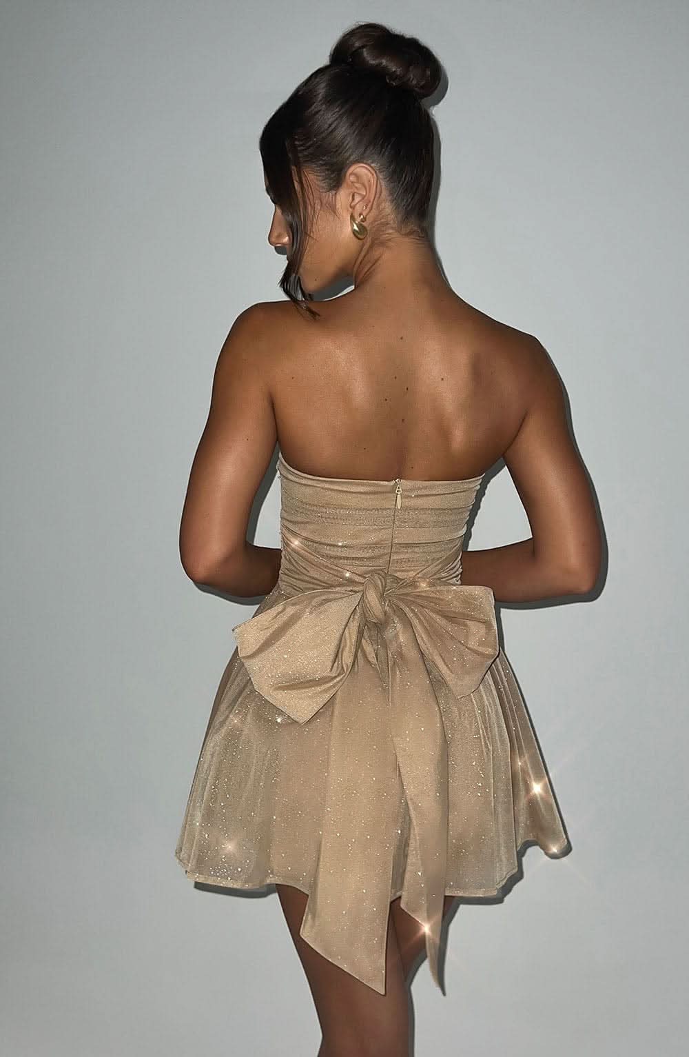 Women's Cocktail Strapless Glitter Mini Dress with Bow - product image 2
