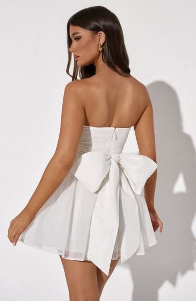 Women's Cocktail Strapless Glitter Mini Dress with Bow - product image 19