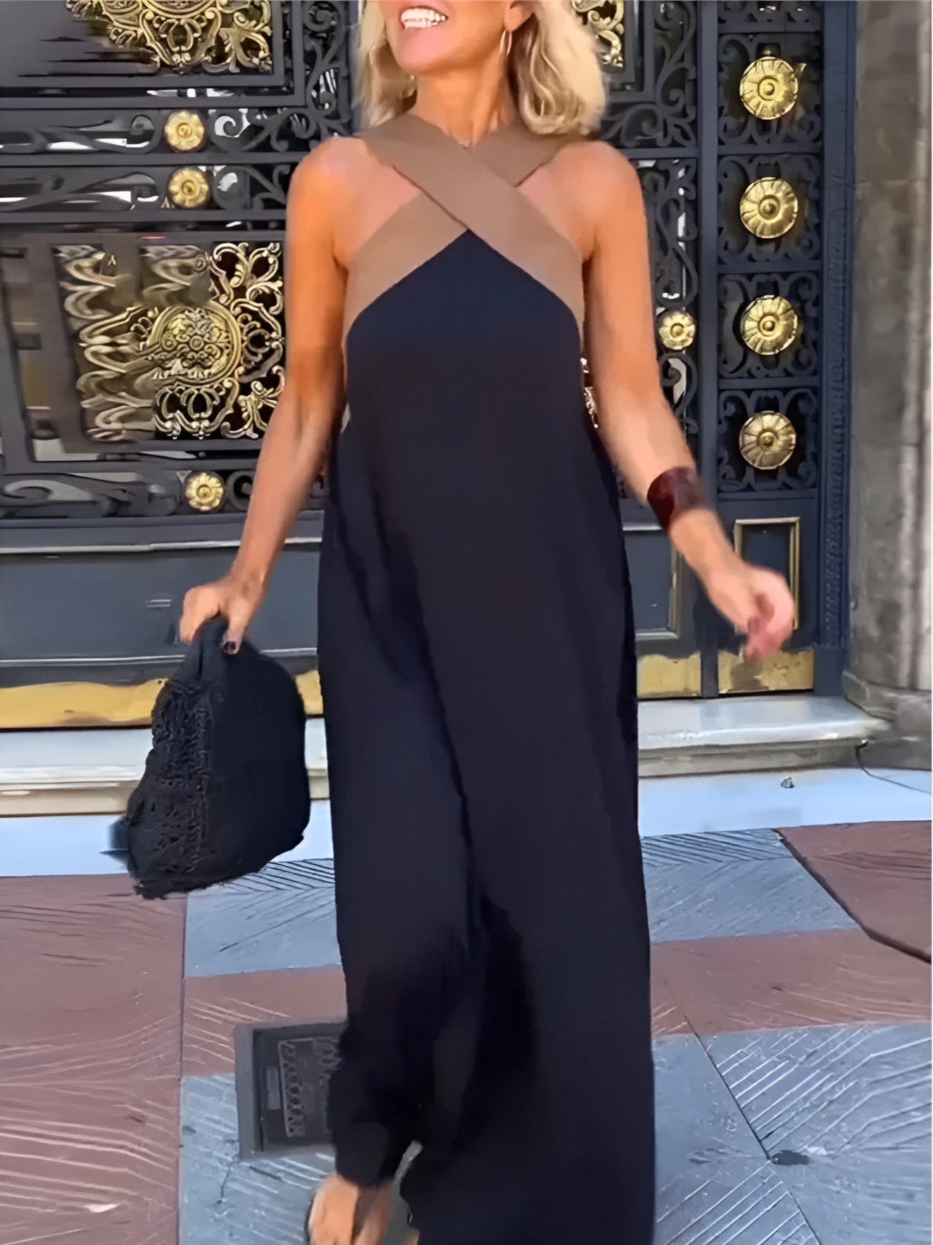 Women's Summer Cross Halter Sleeveless Maxi Dress