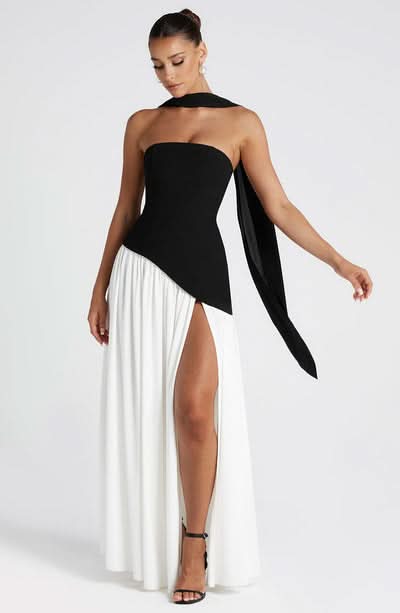 Women's Wedding Guest Strapless Maxi Dress With Scarf - product image 14