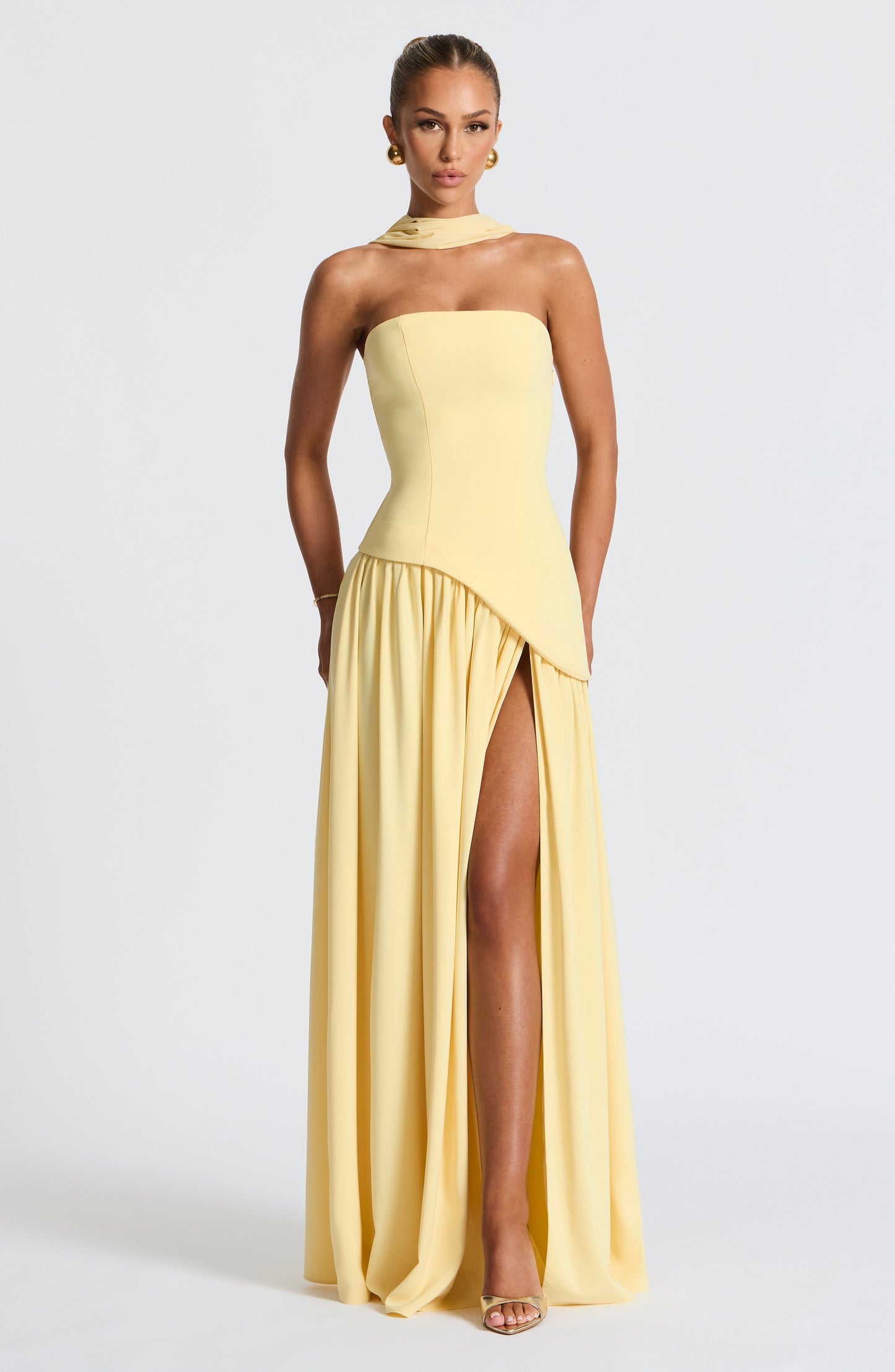 Women's Wedding Guest Strapless Maxi Dress with Slit - product image 2