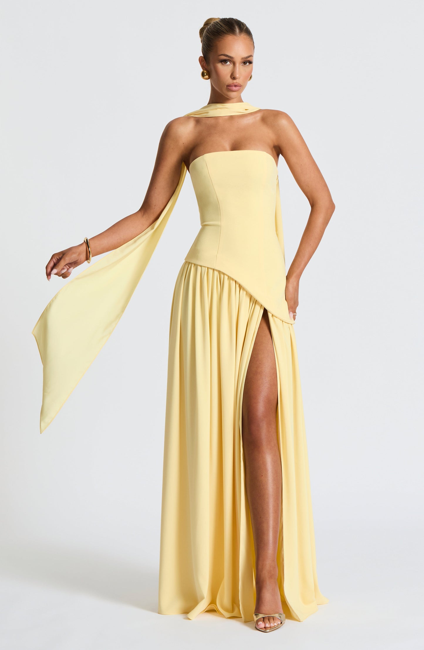 Women's Wedding Guest Strapless Maxi Dress with Slit - product image 10