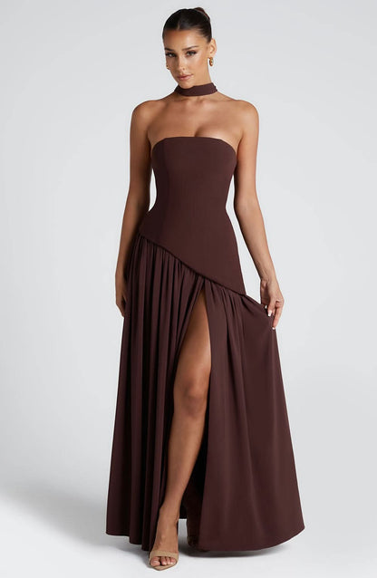 Women's Wedding Guest Strapless Maxi Dress With Scarf - product image 8