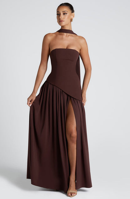 Women's Wedding Guest Strapless Maxi Dress with Slit - product image 6