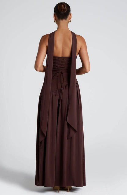 Women's Wedding Guest Strapless Maxi Dress With Scarf - product image 4