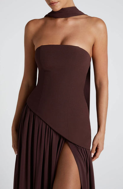 Women's Wedding Guest Strapless Maxi Dress With Scarf - product image 6