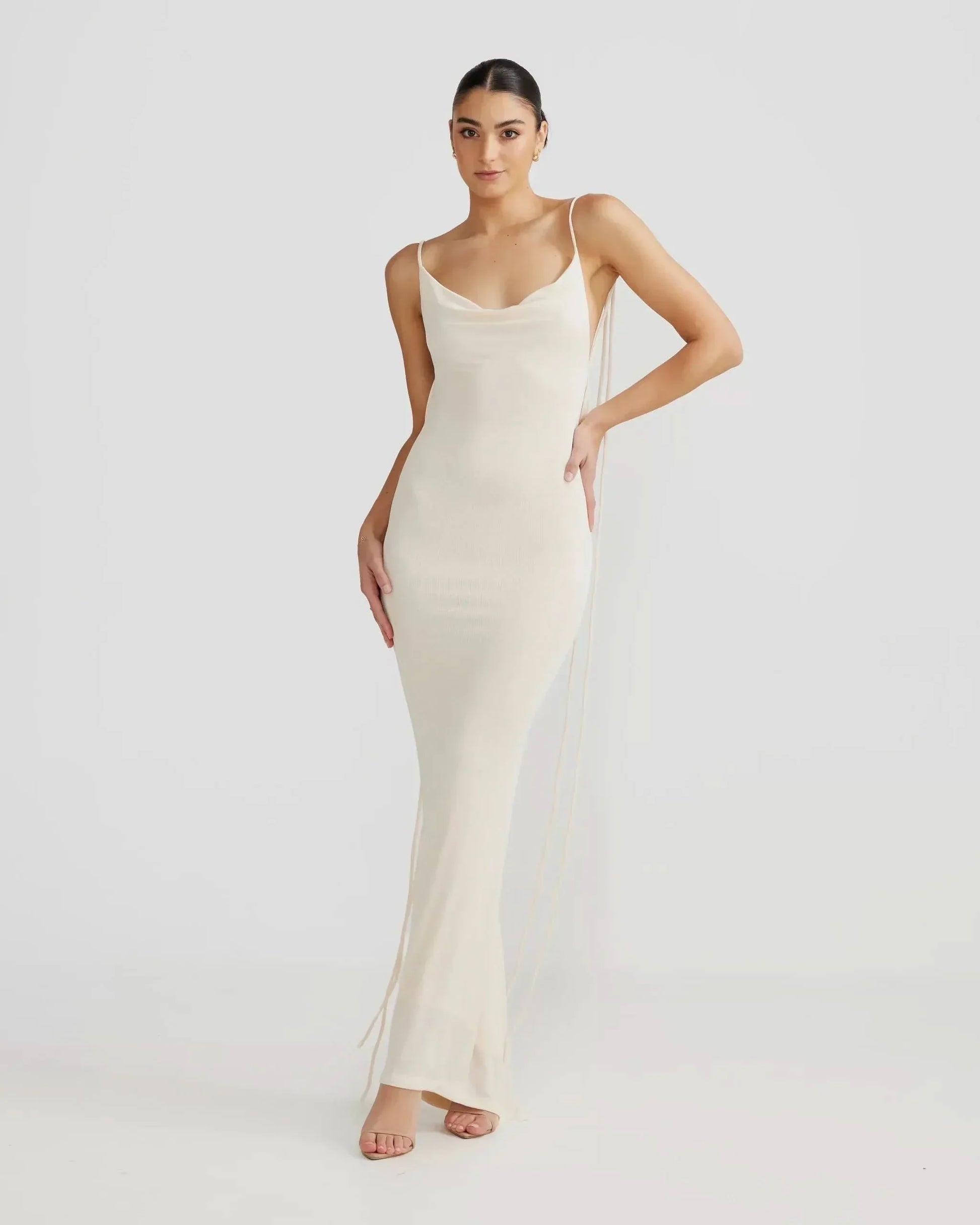 Women's Wedding Guest Backless Cowl Neck Maxi Dress - product image 1