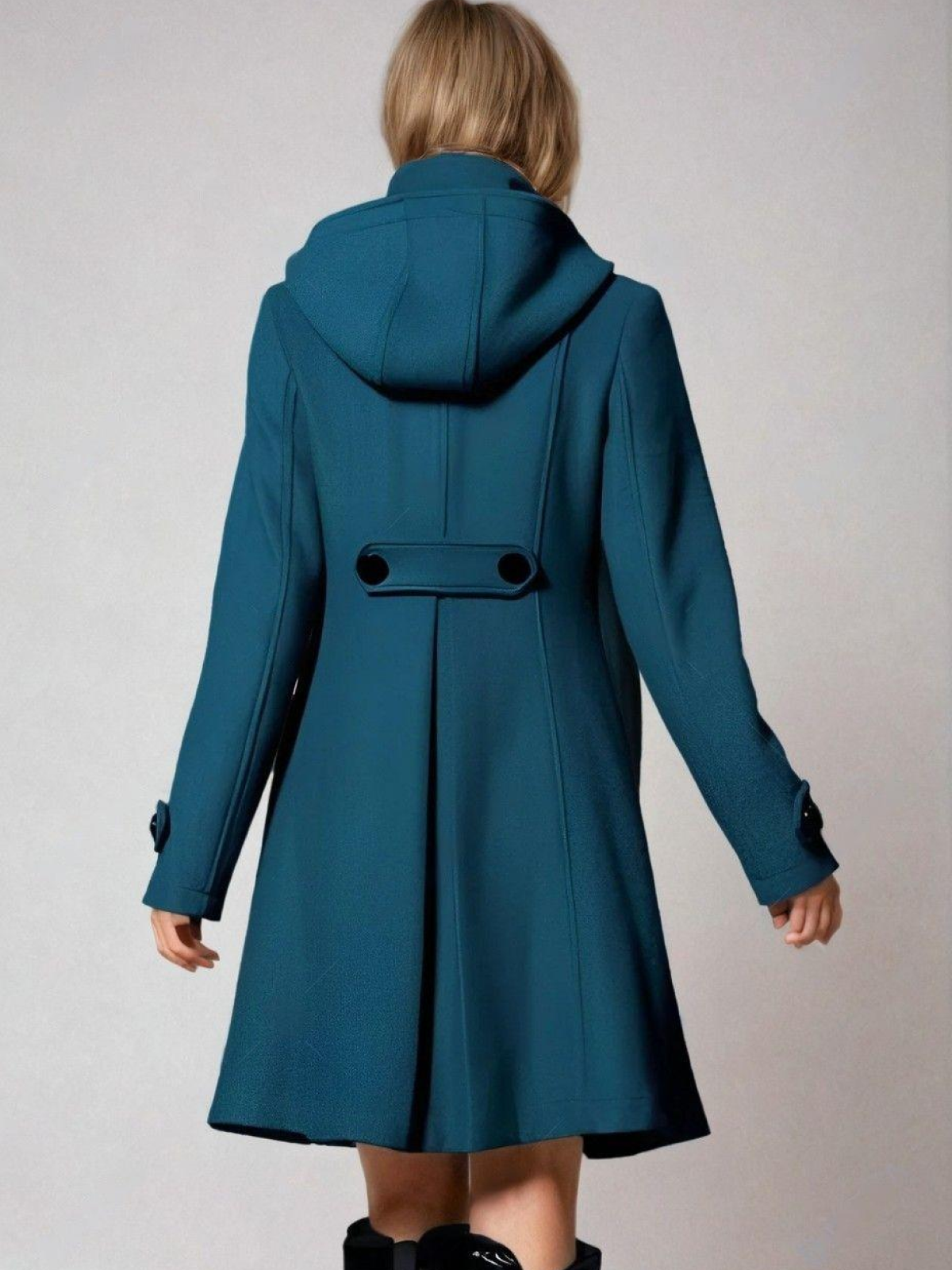 Women's A-Line Funnel Neck Coat - Teal