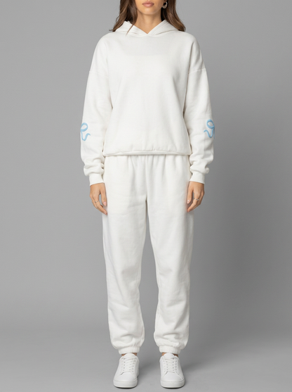 Women's Bow Detail Hooded Tracksuit Set - White