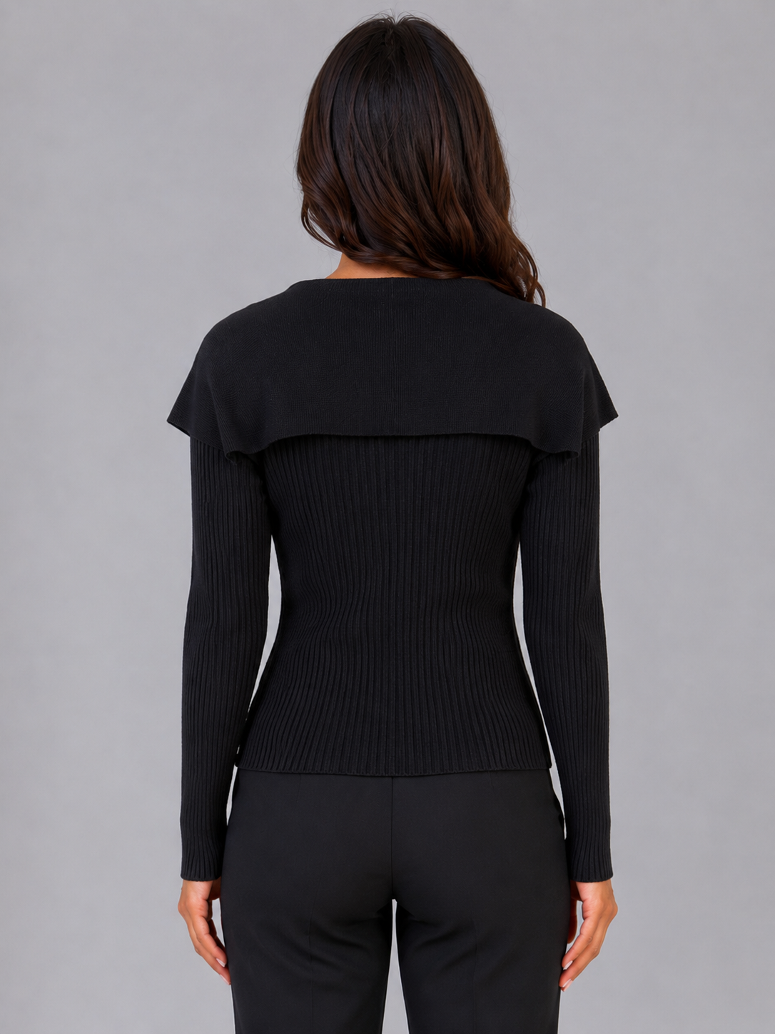 Women's Cape Collar Button-Front Cardigan - Black