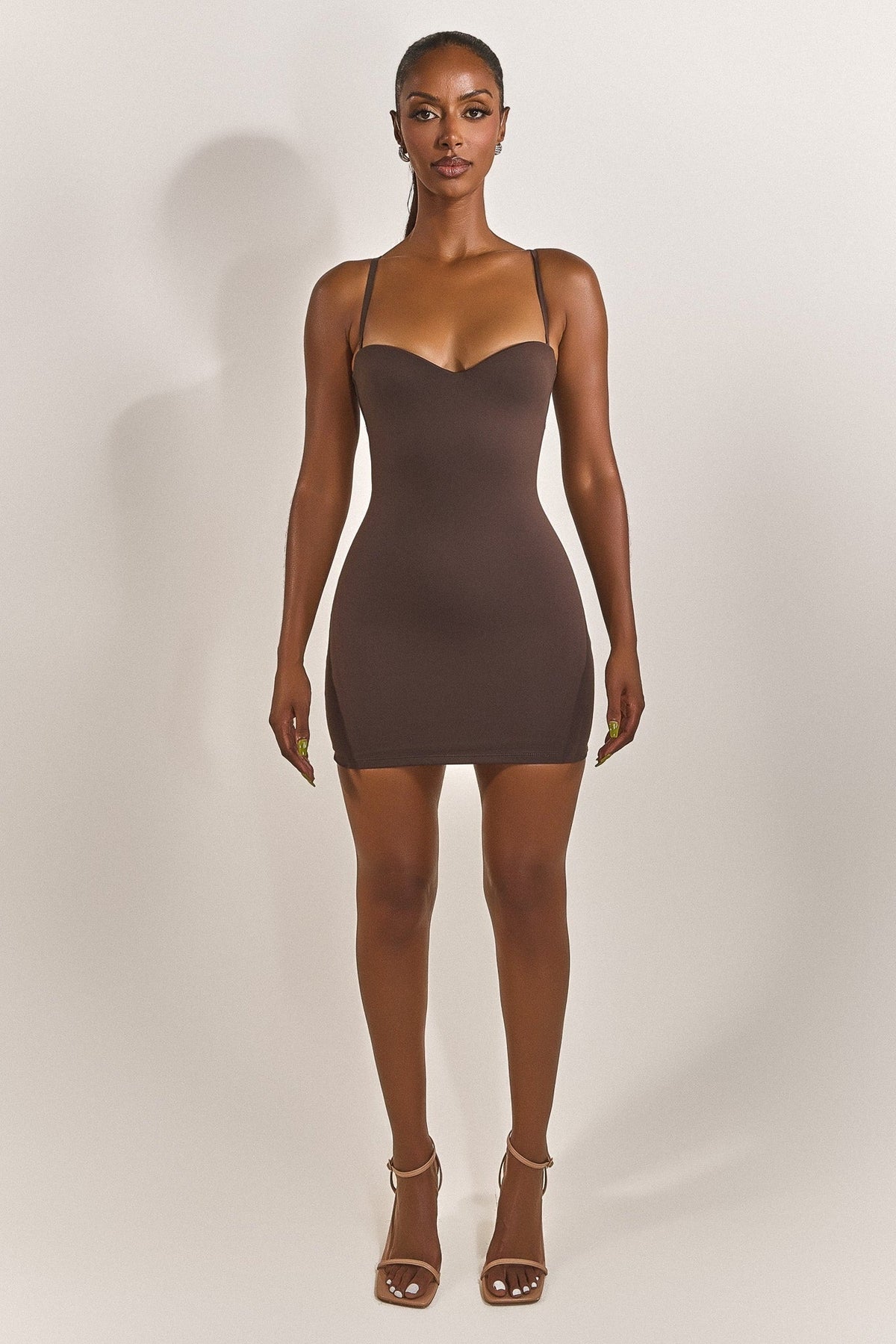 Women's Cocktail Cutout Back Mini Dress - Brown