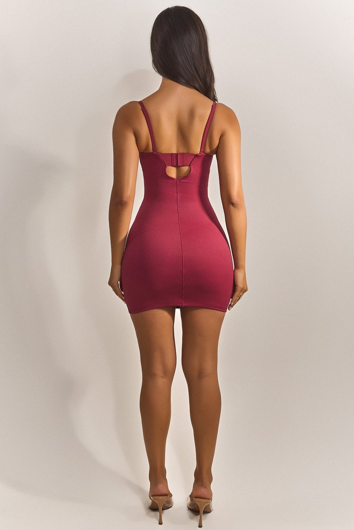 Women's Cocktail Cutout Back Mini Dress - Burgundy