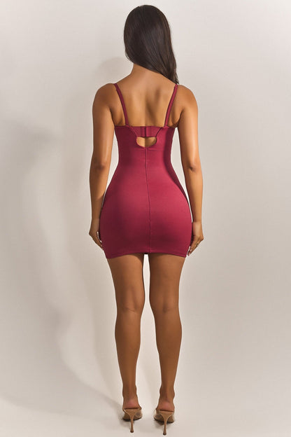 Women's Cocktail Cutout Back Mini Dress - Burgundy