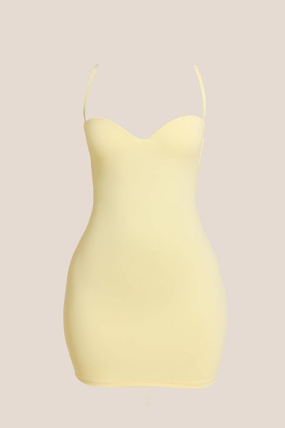 Women's Cocktail Cutout Back Mini Dress - Butter Yellow