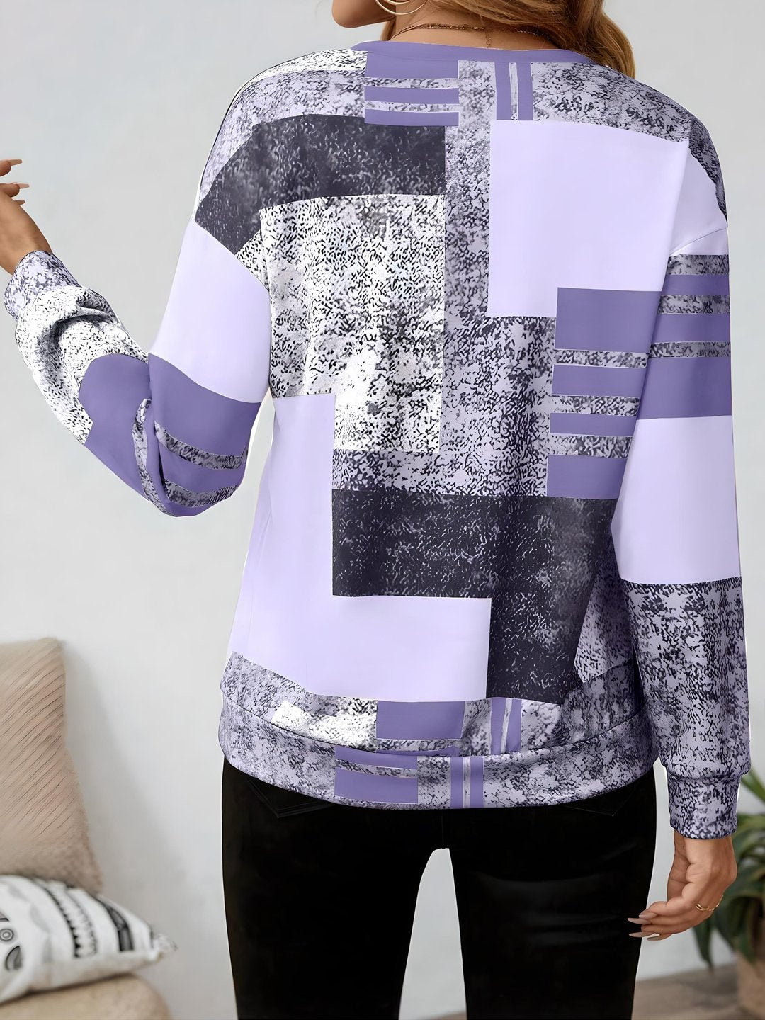 Women's Colorblock Patchwork Quarter-Zip Top - Purple