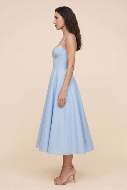 Women's Corset Midi Wedding Guest Dress - Baby Blue
