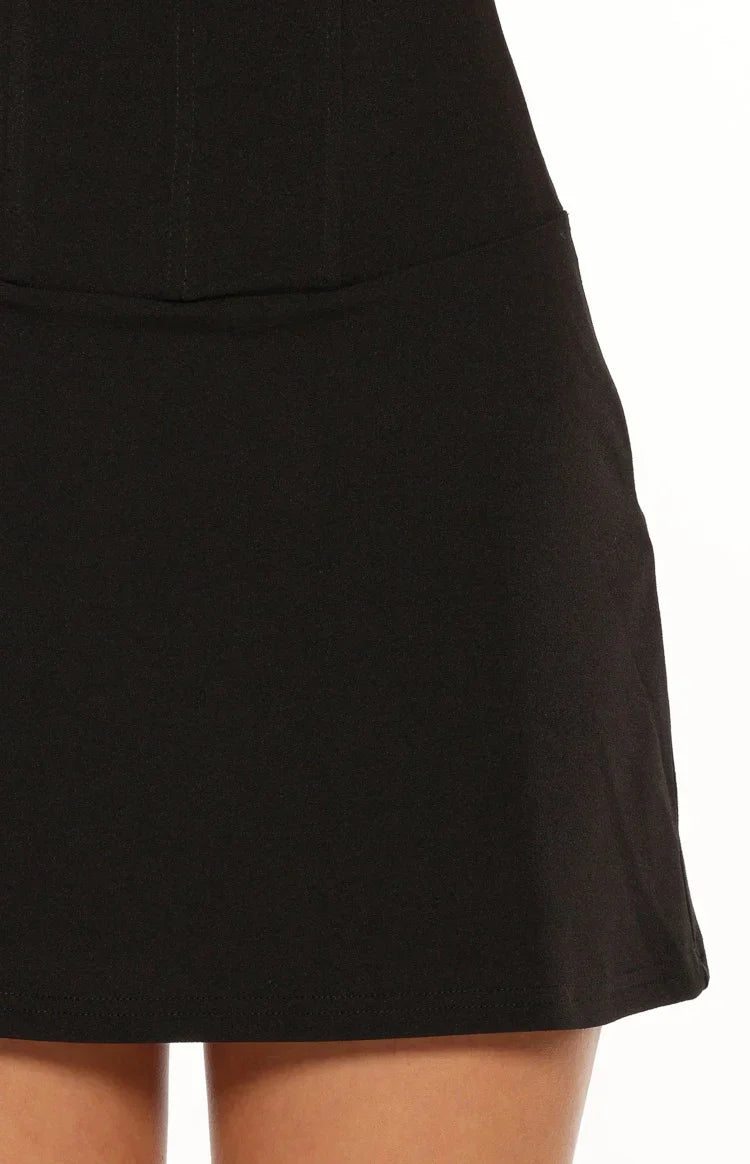 Women's Date Night Corset Mini Black Dress - Black