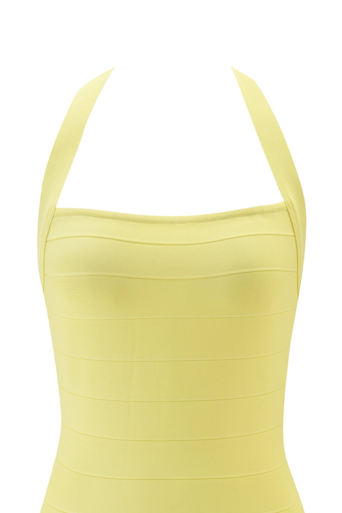 Women's Date Night Halter Bandage Mini Dress - Pale Yellow