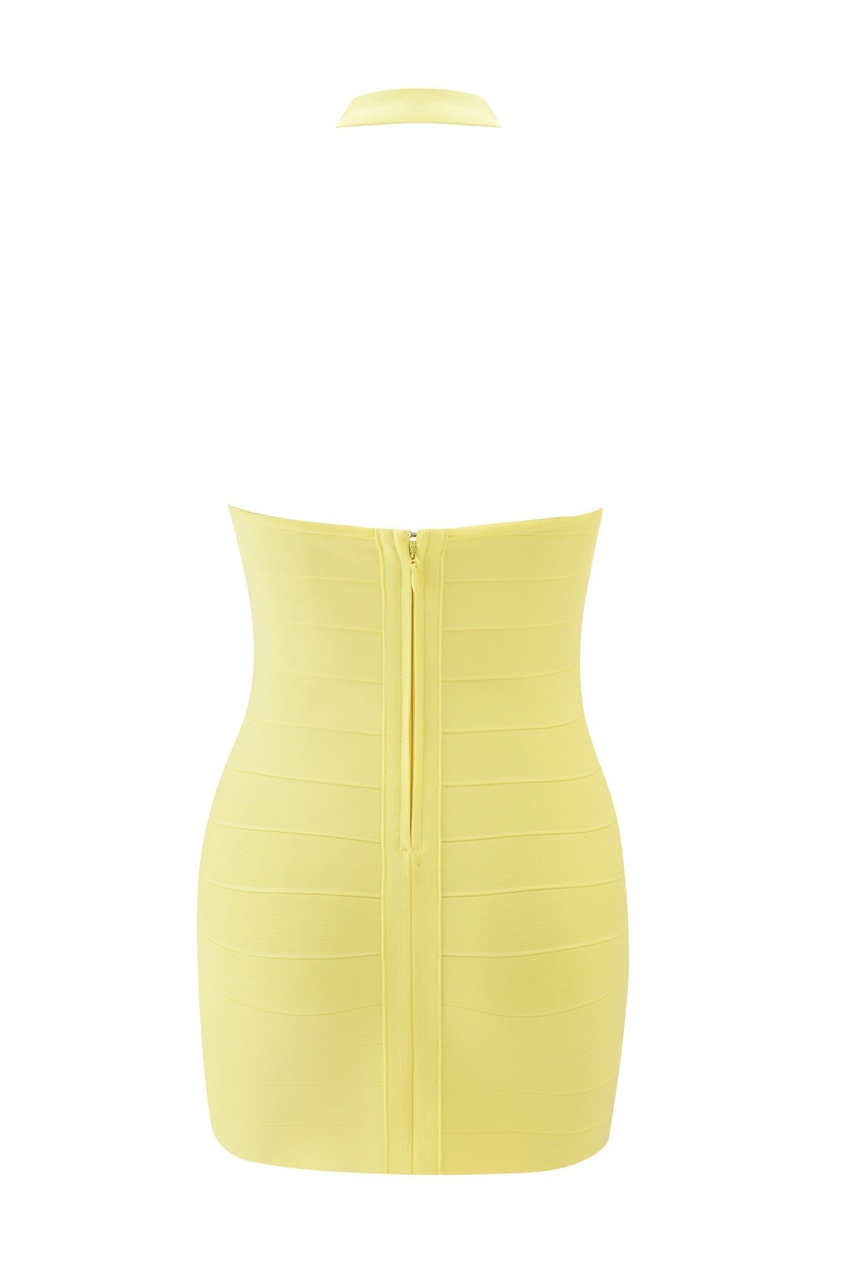 Women's Date Night Halter Bandage Mini Dress - Pale Yellow