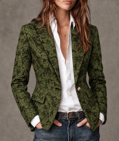 Women's Fitted Paisley Jacquard Blazer - Green