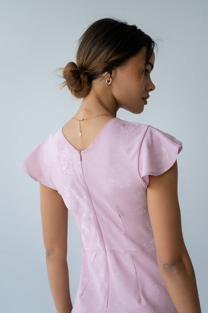 Women's Flutter Sleeve Tiered Ruffle Maxi Dress - Pink