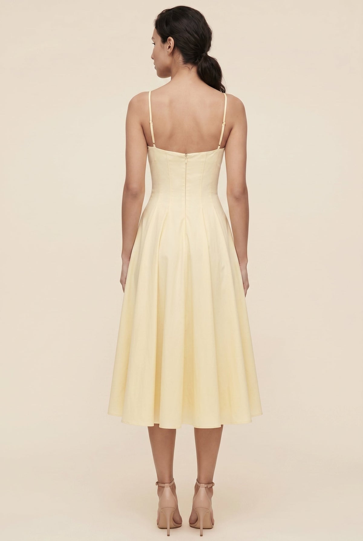 Women's Garden Party Twist Front A-Line Midi Dress - Butter Yellow