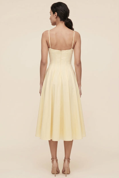 Women's Garden Party Twist Front A-Line Midi Dress - Butter Yellow