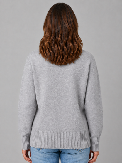 Women's Heart Button V-Neck Knit Cardigan - Gray