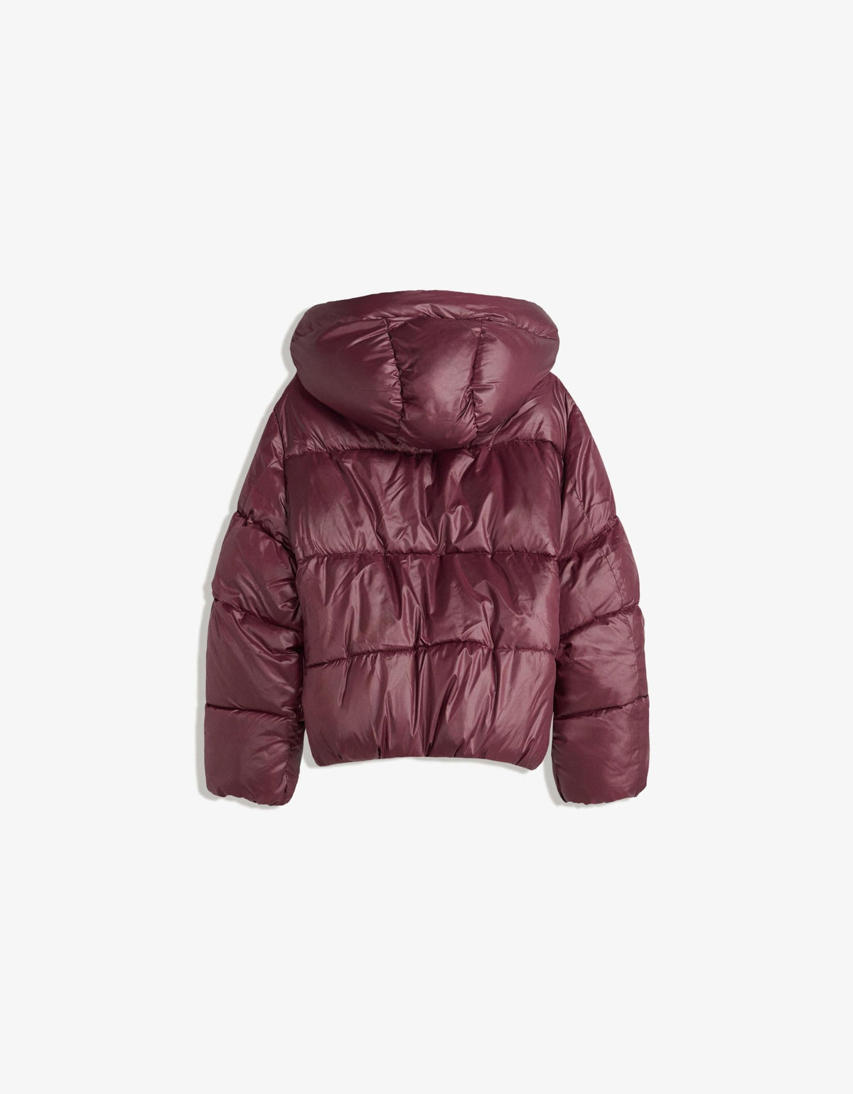 Women's High Shine Puffer Jacket - Burgundy