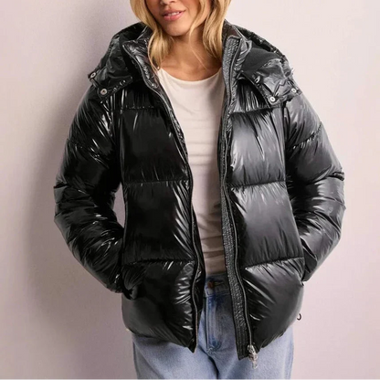 Women's Hooded Quilted Lightweight Puffer Jacket - Black