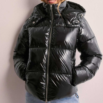 Women's Hooded Quilted Lightweight Puffer Jacket - Black