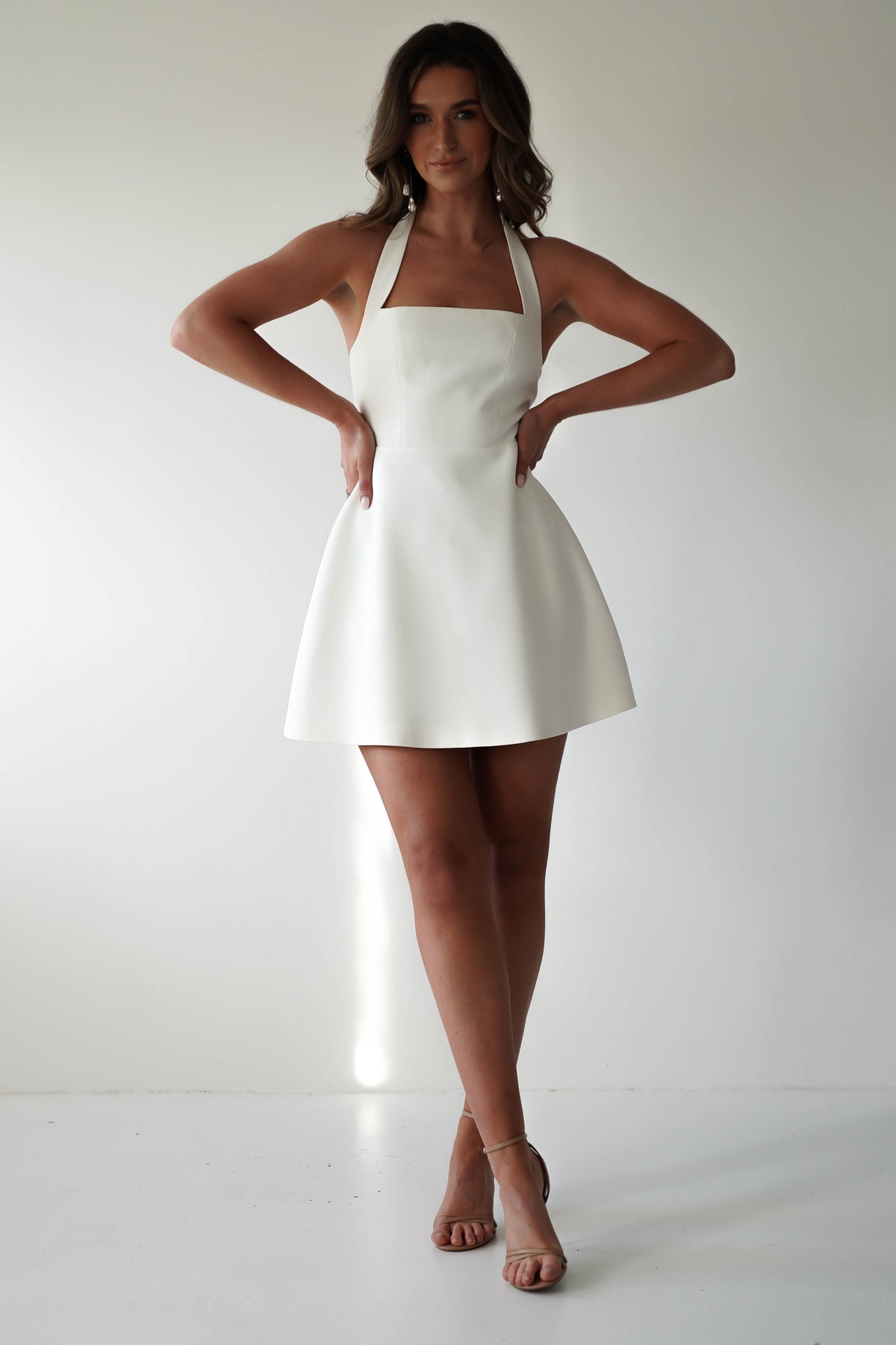 Women's Ivory Halter Mini Dress - Ivory