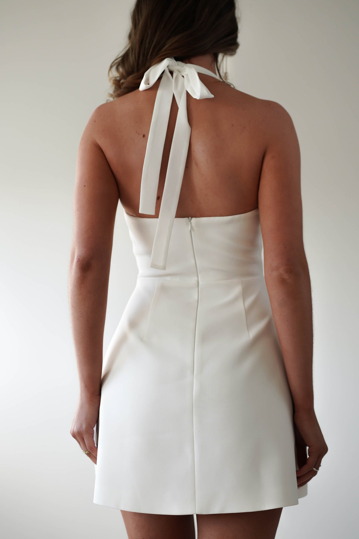 Women's Ivory Halter Mini Dress - Ivory