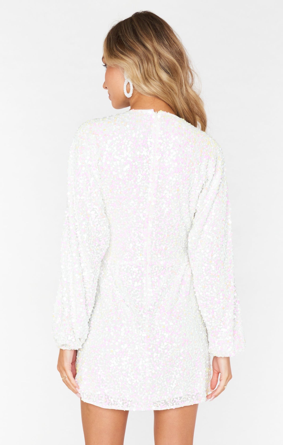Women's New Year's Eve Sequin Mini Dress - Pearl
