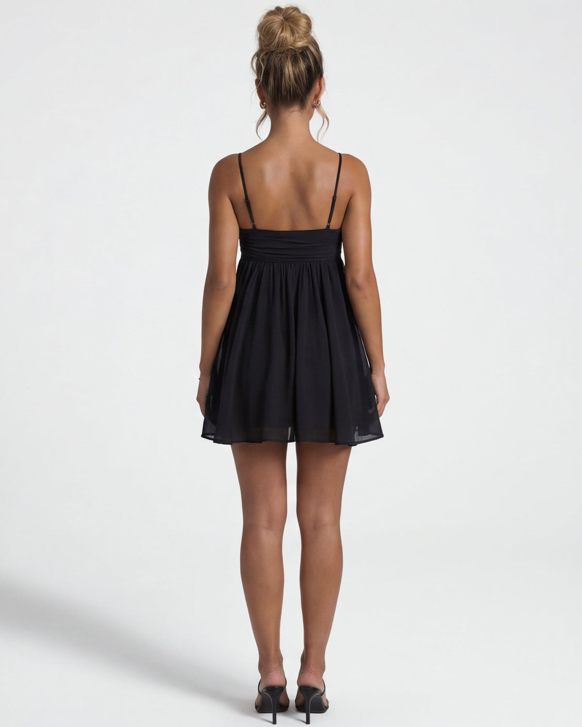 Women's Night Out Ruched Sweetheart Babydoll Mini Dress - Black