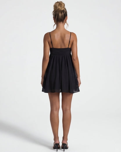 Women's Night Out Ruched Sweetheart Babydoll Mini Dress - Black