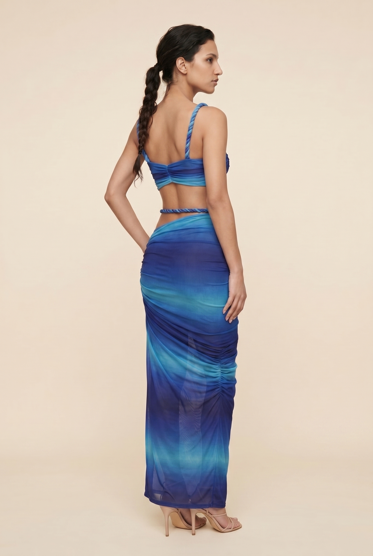 Women's Party Cutout Draped Maxi Set - Blue Ombre